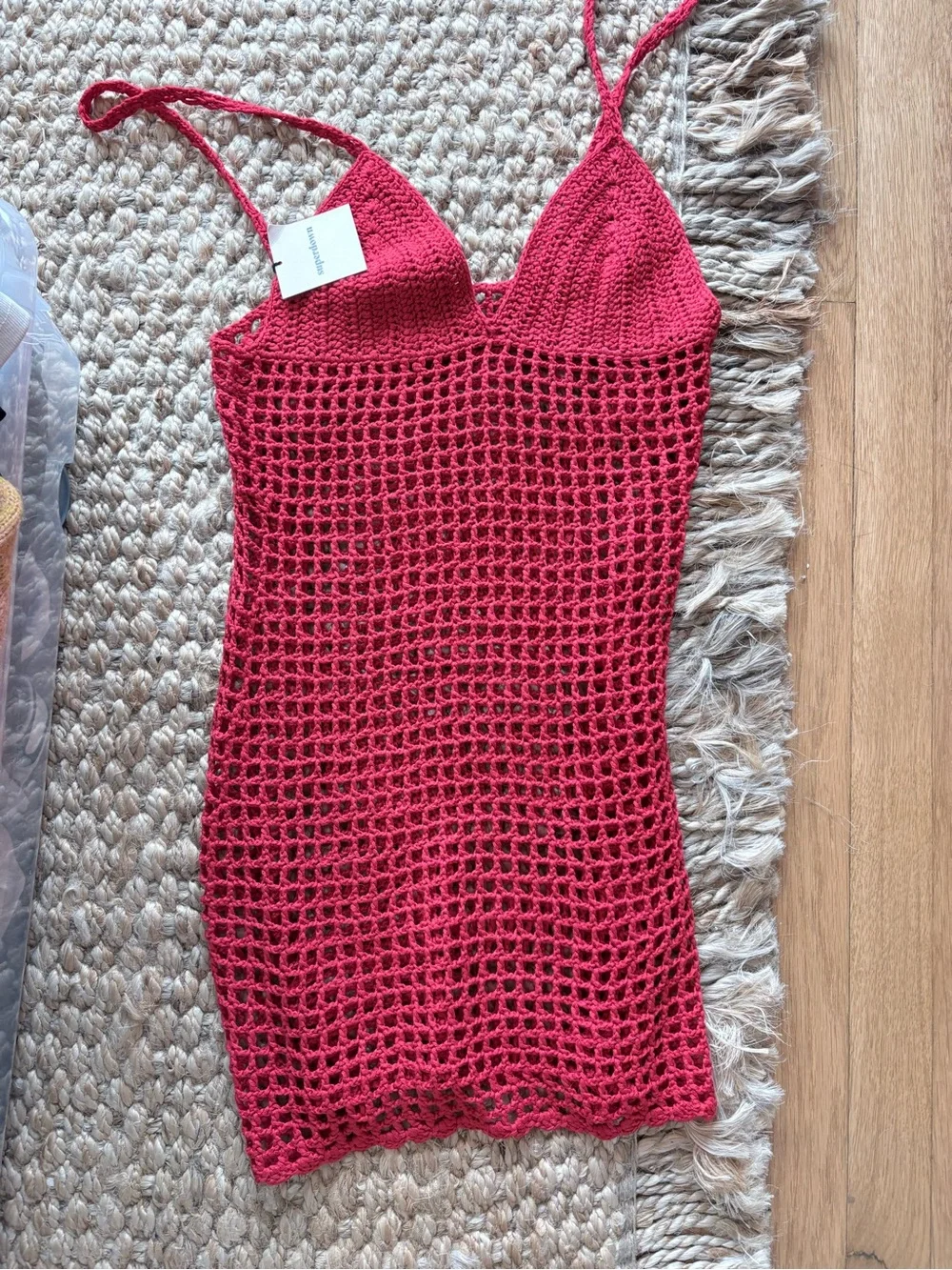 superdown Red Crochet Slip Dress